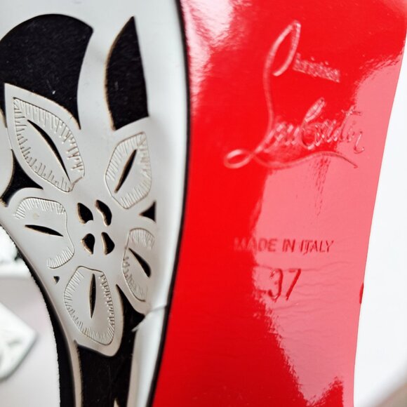 Christian Louboutin Houghton May Black and White Platform Sandals Shoes Size 37 - Picture 14 of 16